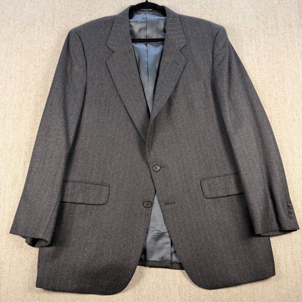 Brookcraft Blazer Men 44R Gray Pinstripe 100% Wool 2-Button Sport Coat Blazer